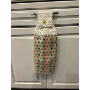 Crochet Top Kitchen Towel- Colored dots